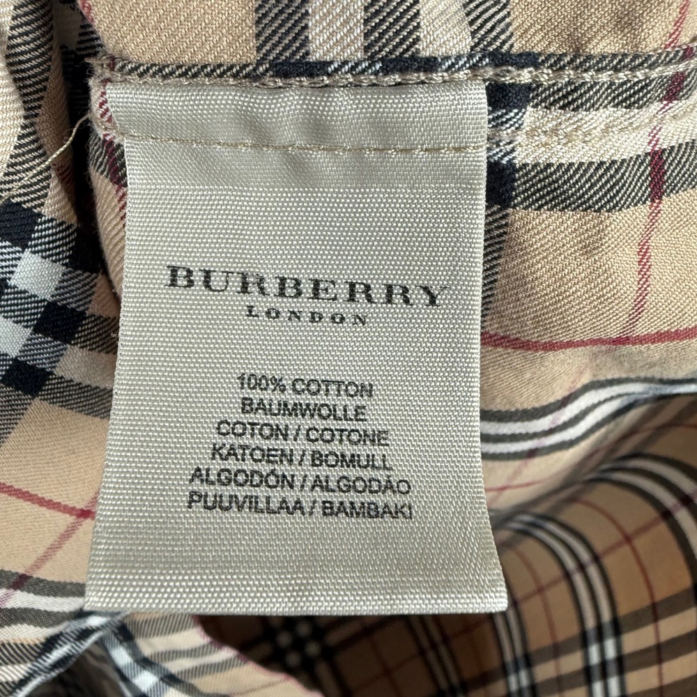 Burberry Button Down Shirt Mens Medium Beige Nova Check Short Sleeve READ - Picture 4 of 8
